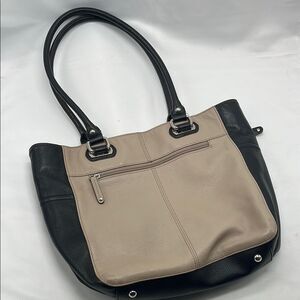 Tan and Black Leather Tignanello Shoulder Bag Purse